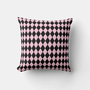 Coussin Arlequin rose et noir