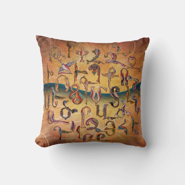 Coussin arménien d'alphabet d'oiseaux (Recto)
