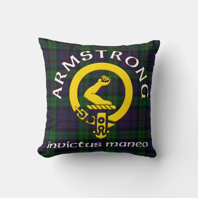 Coussin Armoiries d'Armstrong Invictus Maneo (Recto)