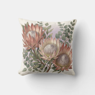 Coussin Arrangement botanique d'eucalyptus et de protée ro