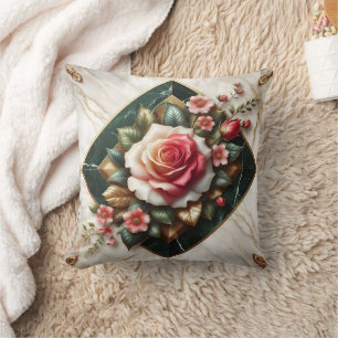 Coussin Arrangement rose sur le marbre élégant
