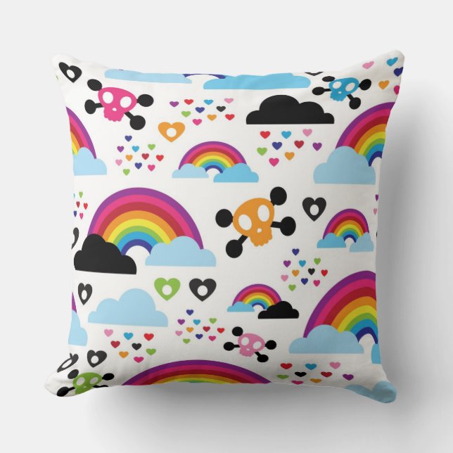 Coussin Arrière - plan adolescent de crâne d'arc-en-ciel (Recto)