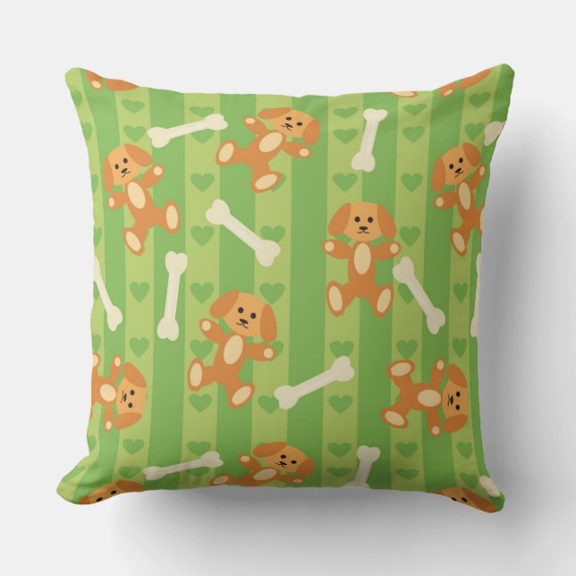 Coussin arrière - plan avec des chiens et des os (Recto)