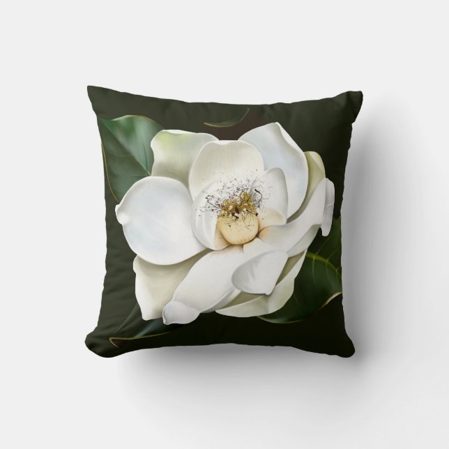 Coussin Arrière - plan blanc Magnolia Closeup Vert (Recto)