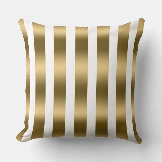 Coussin Arrière - plan blanc Motif Gold Stripes moderne (Recto)
