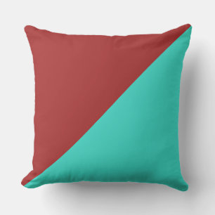 Coussin Arrière - plan couleur solide Turquoise & Auburn