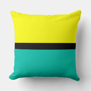 Coussin Arrière - plan couleur uni jaune et amazonite