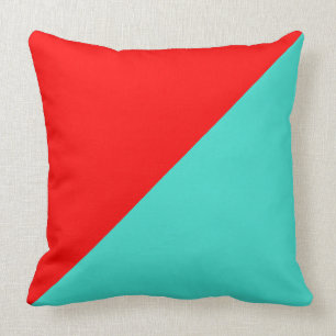 Coussin Arrière - plan de couleur solide turquoise et rou