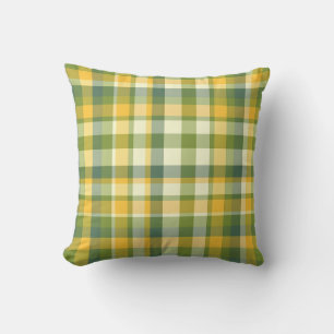 Coussin Arrière - plan de Motif Plaid jaune et vert