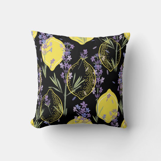 Coussin Arrière - plan floral avec fleurs de lavande dessi (Recto)