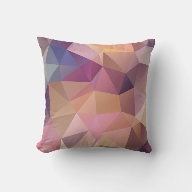 Coussin Arrière - plan jaune violet rose polygone. (Recto)