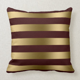 Coussin Arrière - plan rouge Bourgogne moderne Gold Stripe