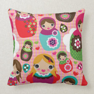 Coussin Arrière - plan russe d'illustration de poupée
