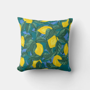 Coussin Arrière - plan sans joint avec citrons et feuilles