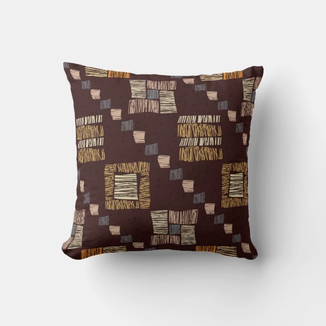 Coussin Arrière - plan tribal ethnique Brown géométrique (Recto)