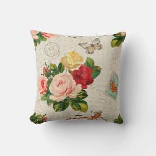 Coussin Arrière - plan vintage sans couture avec fleurs et
