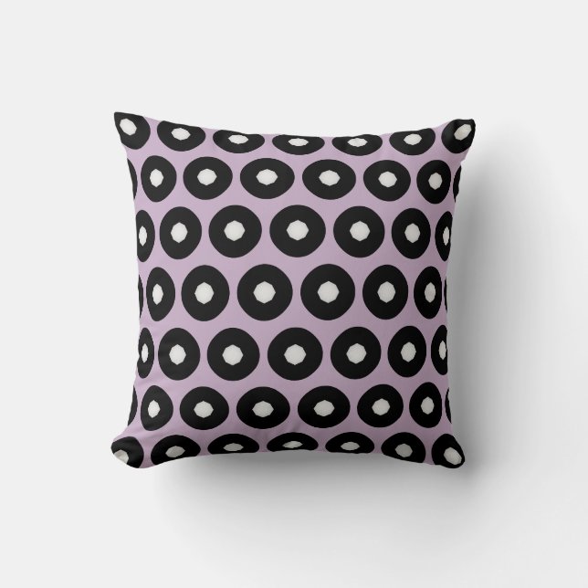 Coussin Arrière - plan violet à point Polka noir/blanc(mod (Recto)