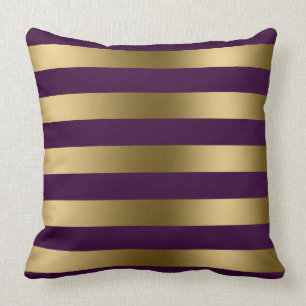 Coussin Arrière - plan violet à rayures dorées modernes