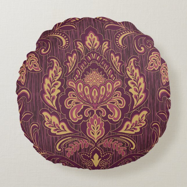 Coussin arrondi Damas imprimé (Devant)