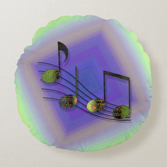 Coussin arrondi des notes de dubstep (Devant)