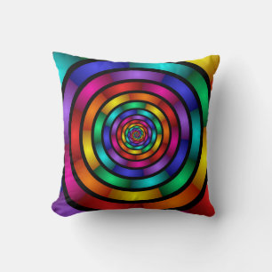 Coussin Arrondi et psychédélique coloré Art moderne fracta