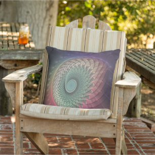 Coussin Art abstrait d'escargot moderne coloré fractal