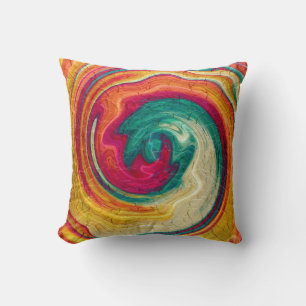 Coussin Art abstrait en spirale coloré