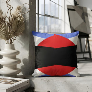 Coussin Art abstrait géométrique Bauhaus bleu et rouge mod