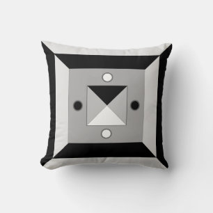 Coussin Art Abstrait géométrique moderne noir, gris et bla