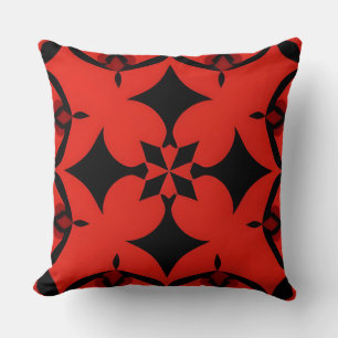 Coussin Art abstrait géométrique rouge et noir