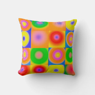 Coussin Art Abstrait Gras Bleu Jaune Rouge Bleu