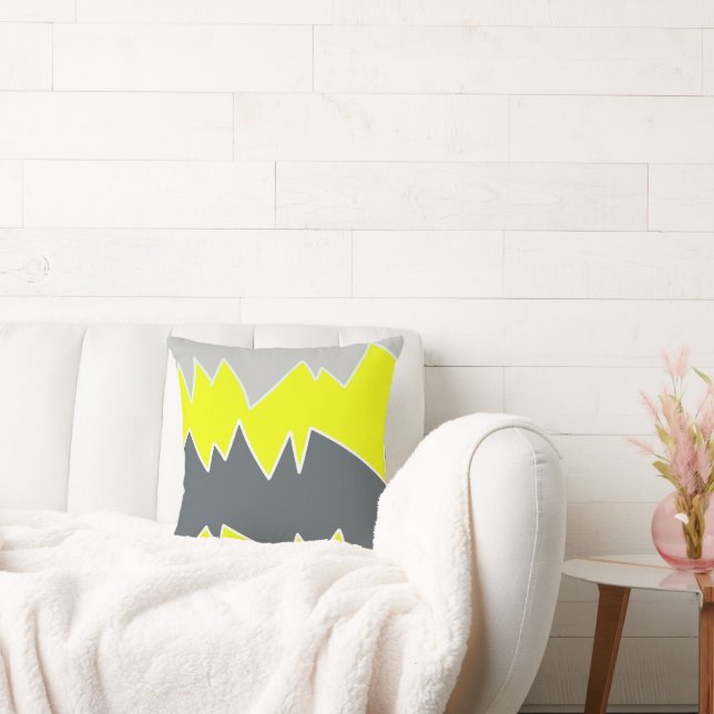 Coussin Art Abstrait gris pâle gris jaune gris fusain gris (Canapé)