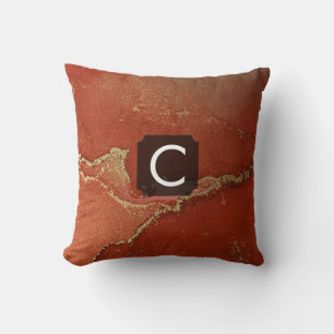 Coussin Art abstrait liquide à l'encre alcoolique rouge et