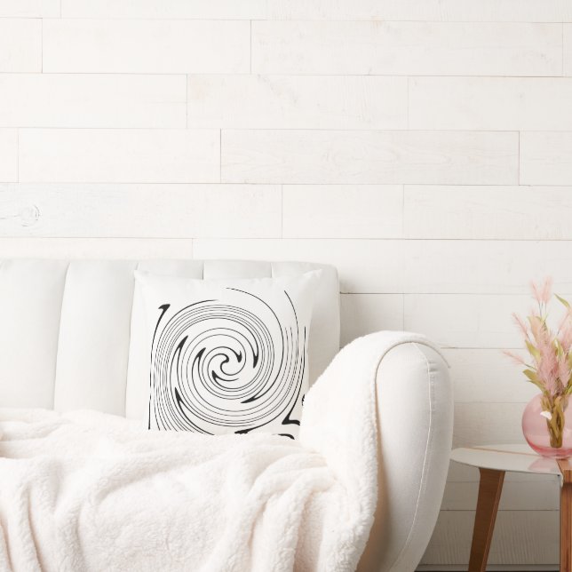 Coussin Art Abstrait Noir Blanc Lignes Twirl Minimalisme (Canapé)