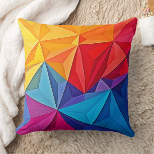 Coussin Art abstrait prismatique géométrique gras