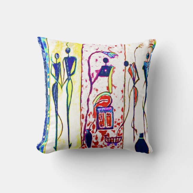 Coussin Art africain de personnes en leurs phases de la (Recto)