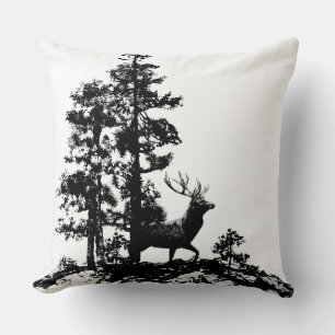 Coussin Art animal de nature de silhouette de forêt