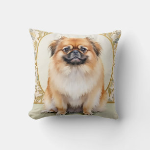 Coussin Art Classique Orné Aquarelle Pékinois