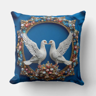 Coussin Art colombes de mariage
