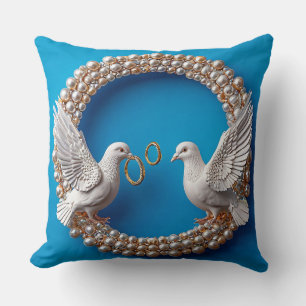 Coussin Art colombes de mariage