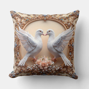 Coussin Art colombes de mariage