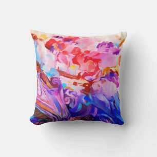 Coussin Art coloré abstrait de traçages d'aquarelle