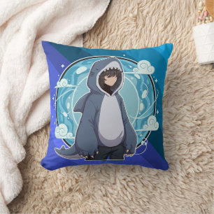Coussin Art de café en costume de requin