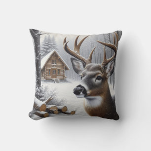 Coussin Art de cerf/buck d'hiver