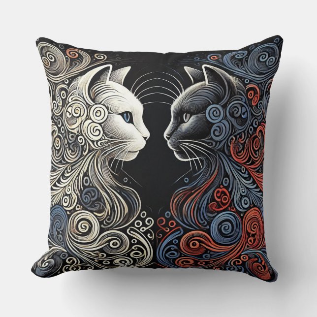 Coussin Art de chats abstraits (Recto)