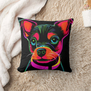 Coussin Art de chiot canin néon