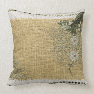 Coussin Art de cru de papillon de pissenlit de toile de