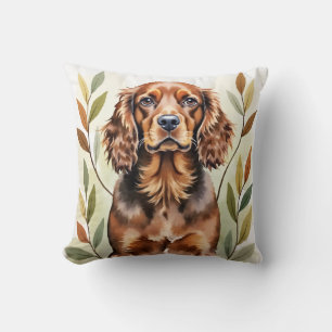 Coussin Art de feuille d'automne à l'aquarelle de Sussex S