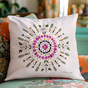 Coussin Art de fleurs pressées par S. Frigui d'après l'ori
