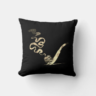 Coussin Art de fumer la pipe (Vintage : Noir + Blanc)